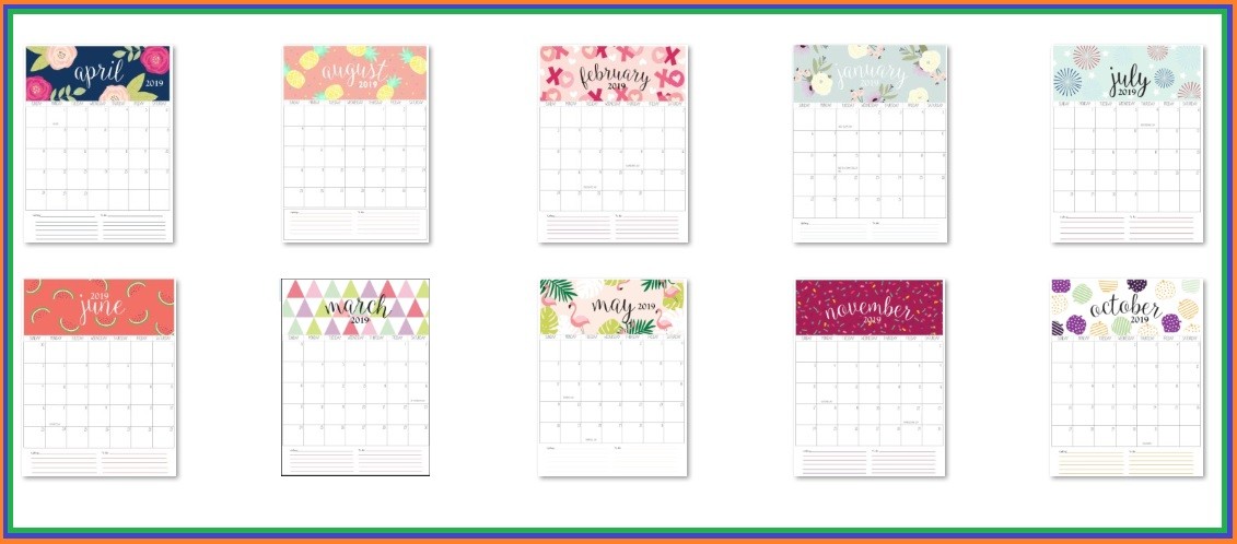 Monthly Calendars 2019 Printable Monthly Printable Calendar 2019