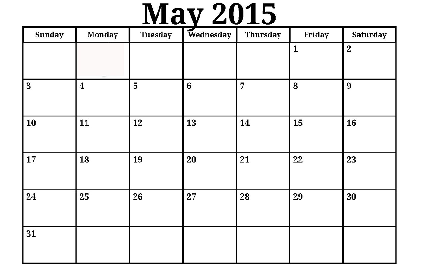 2015 free printable monthly calendar