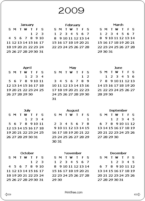 2009 calendar 454