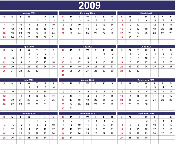 Printable 2009 Calendar 2009 Calendar