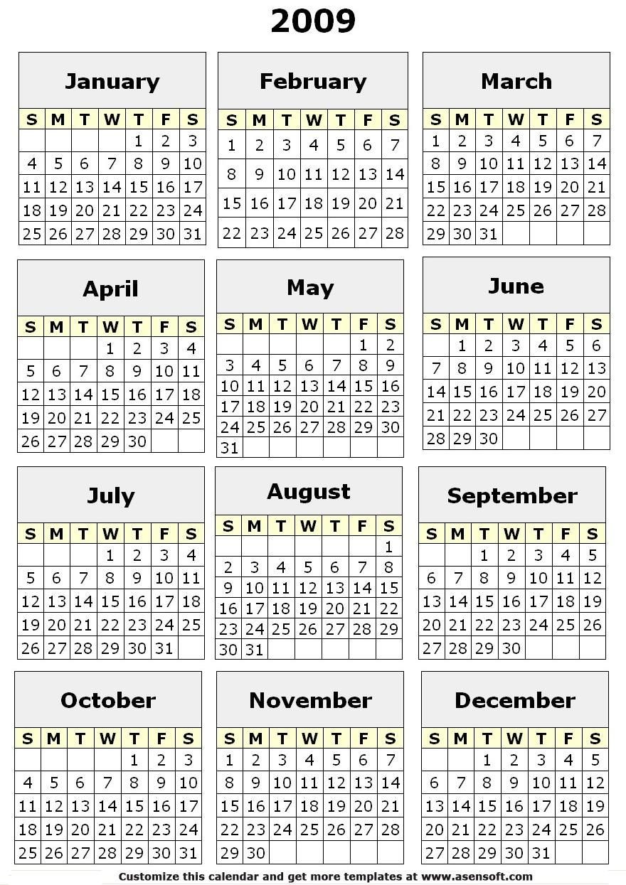 post 2009 calendar printable