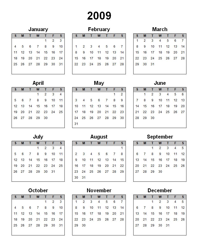 yearly calendars