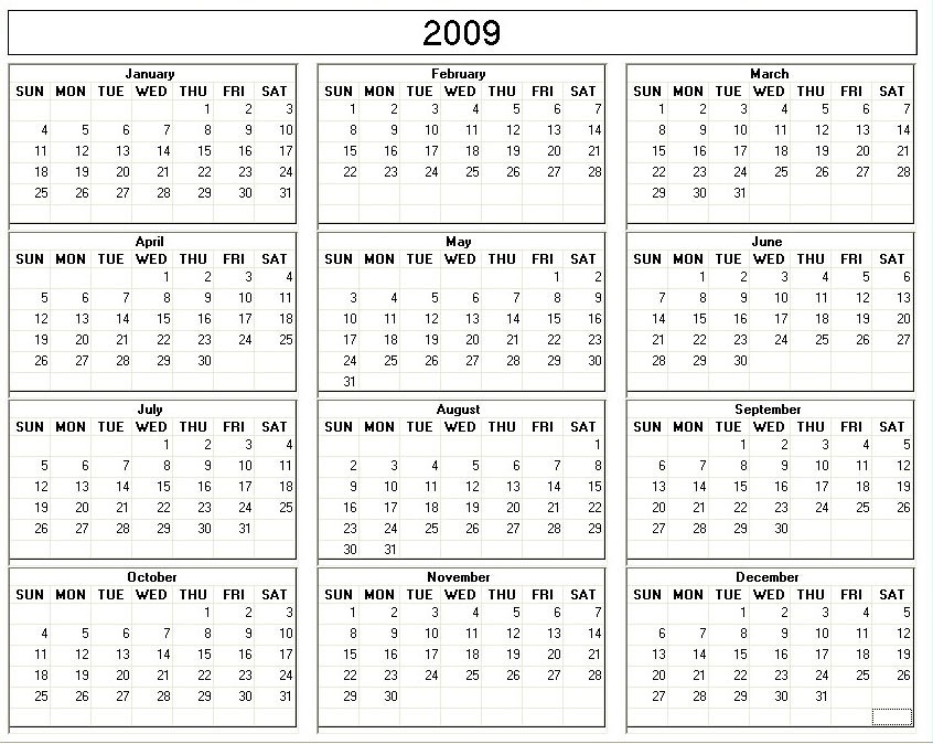 printable 2009 monthly calendar qo=mid searches&qsrc=1