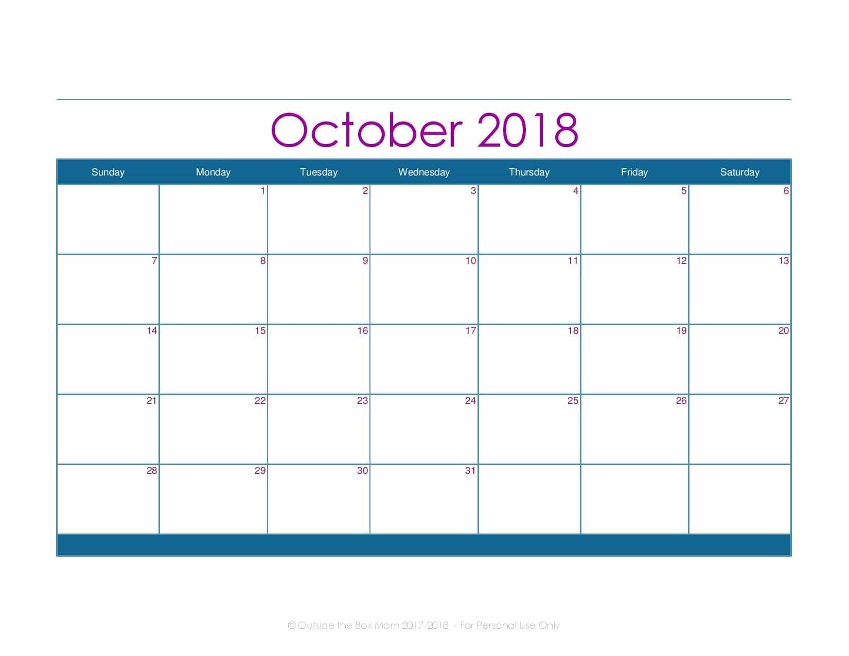 free printable monthly calendar