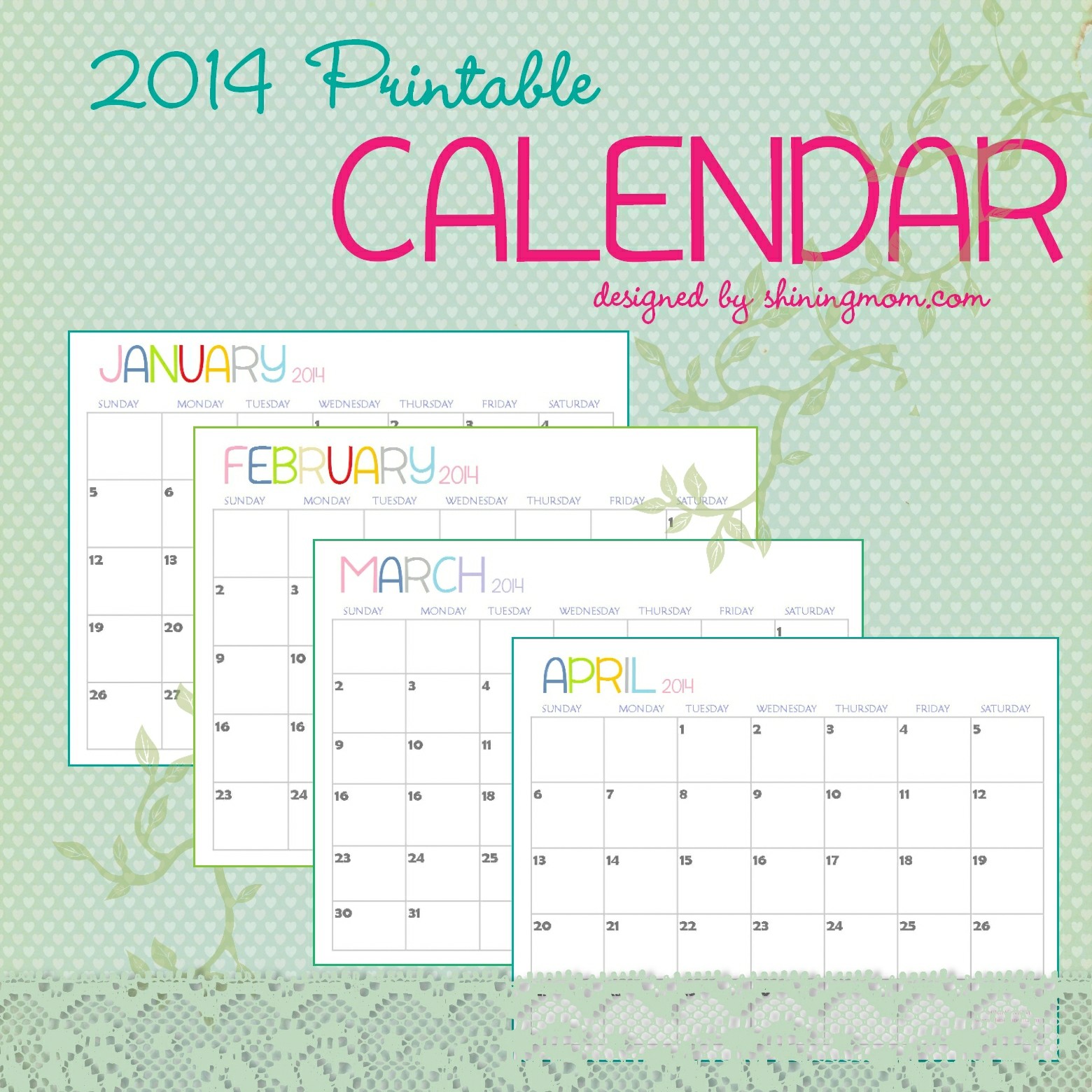 the free printable 2014 calendar by shining mom is here