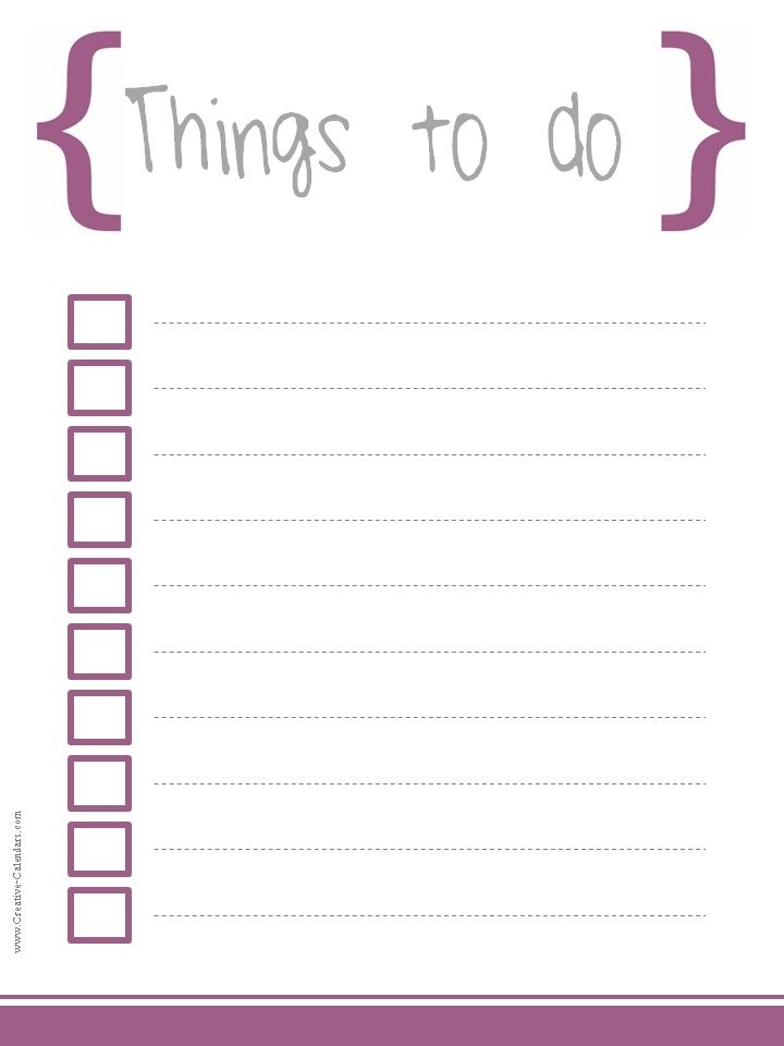 Printable to Do List Calendar to Do List Template