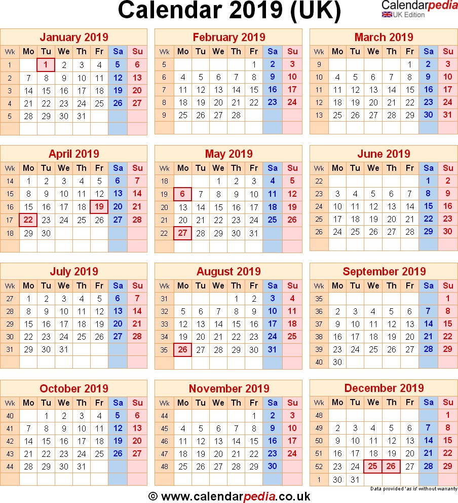 calendar 2019