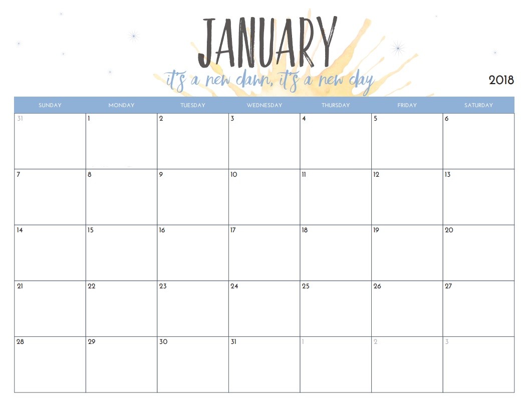 Free Printable Monthly Calendars Free Printable 2018 Monthly Calendar