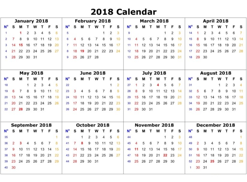 free 2018 wall calendar printable