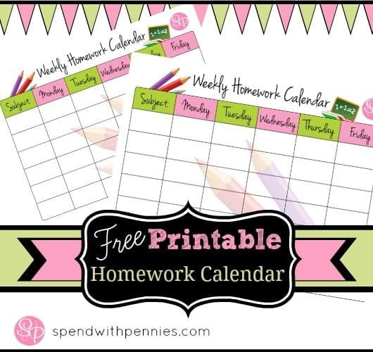 Homework Calendar Printable Free Printable Weekly Homework Calendars Plus 5 Great