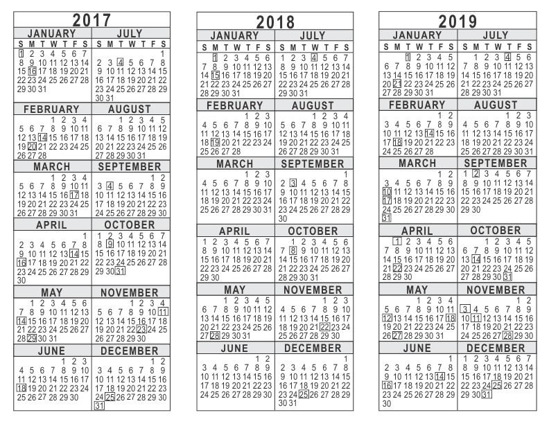 3 year calendar 2017 2018 2019 3 year calendar