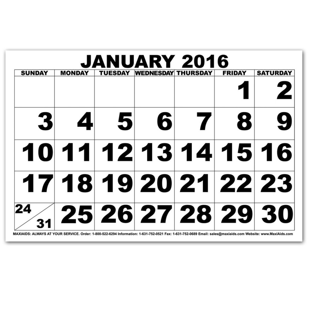 Large Printable Calendars Free Print Calendars 2016