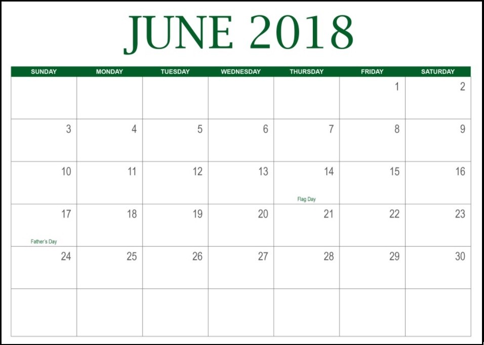 Free Printable Editable Calendars Editable June 2018 Calendar