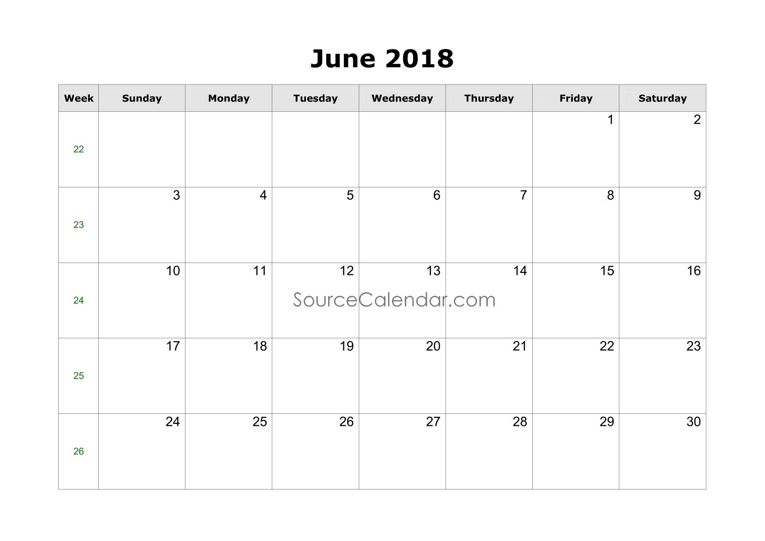 Free Printable Pdf Calendar Printable June 2018 Calendar Template Pdf Download with