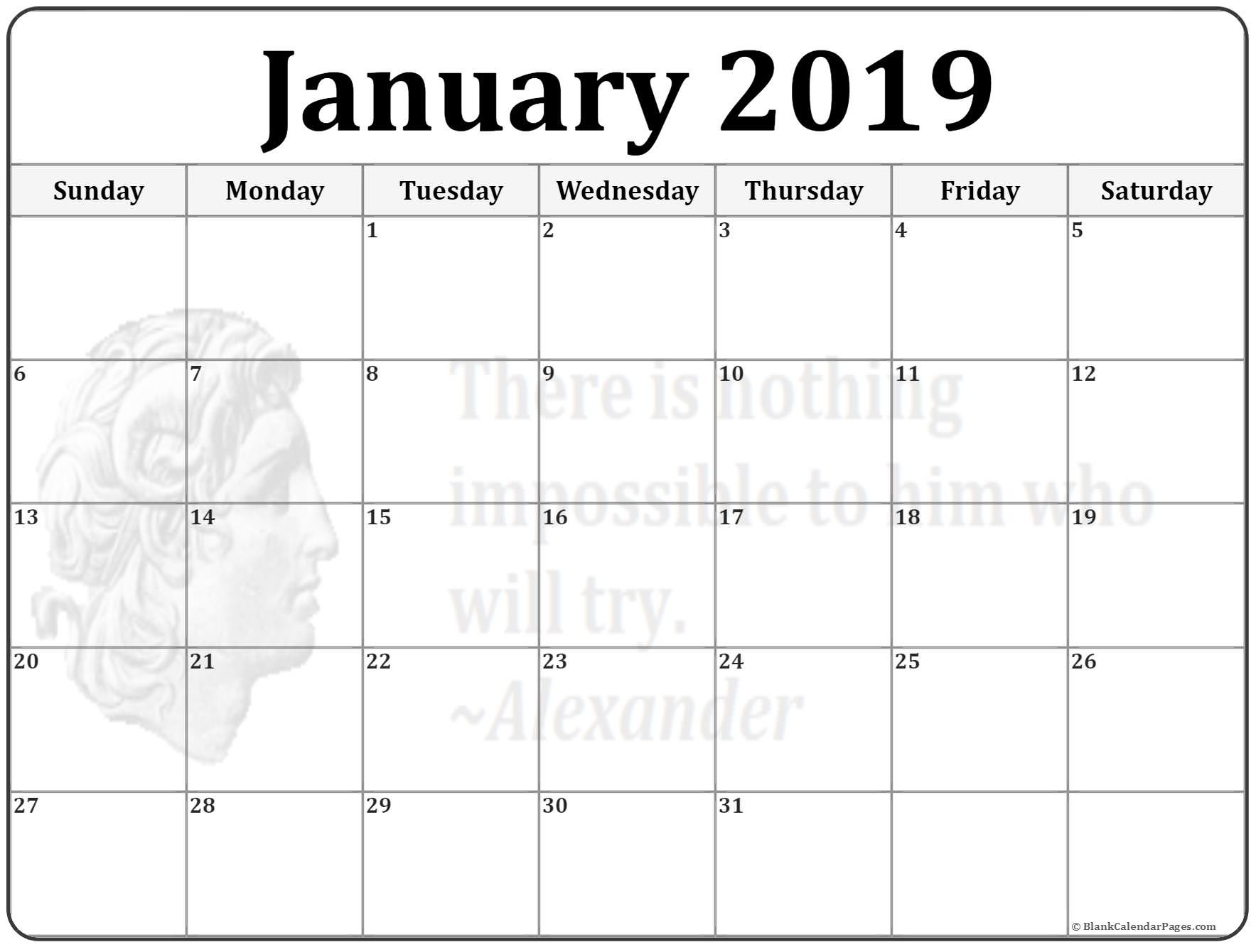 Printable January Calendars 2019 January 2019 Calendar