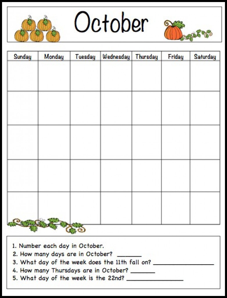 free printable preschool calendar template