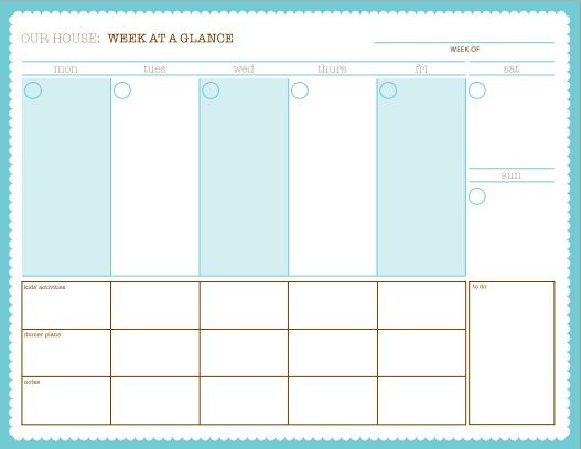 Week at A Glance Printable Calendar Week at A Glance Free Printable