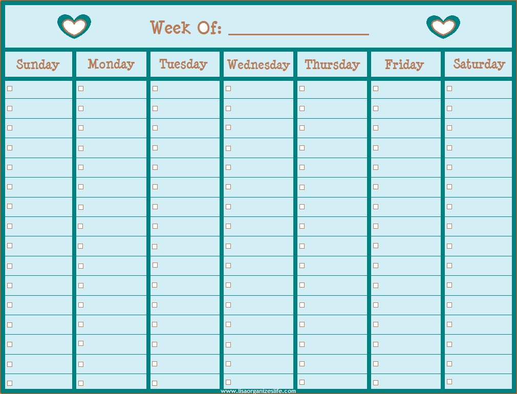 Weekly Calendars Printable 14 Blank Weekly Calendar