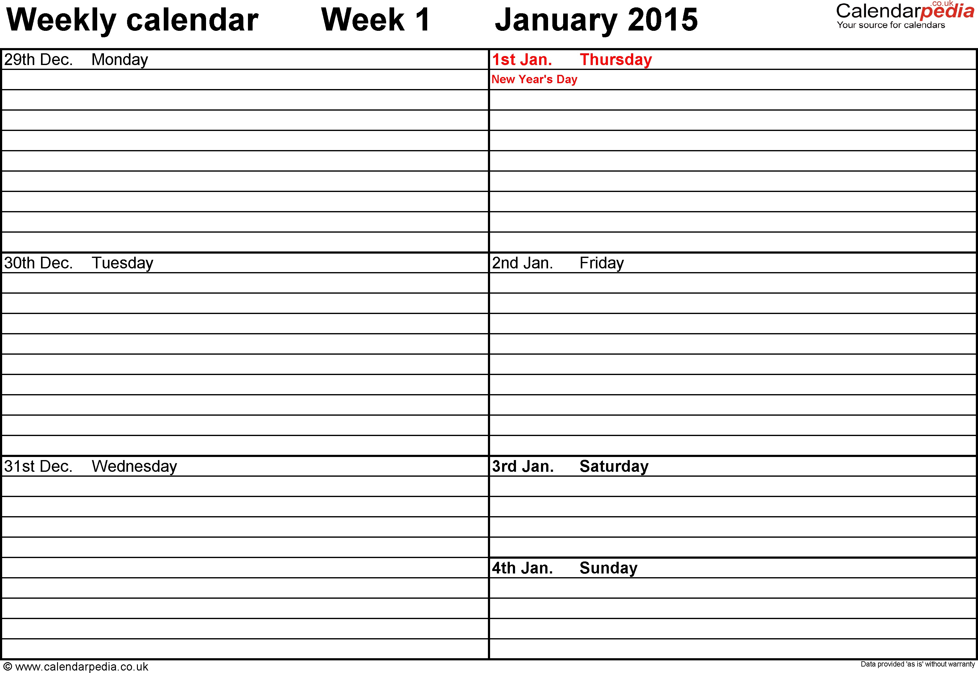 New Weekly Calendars Printable | Free Printable Calendar Monthly