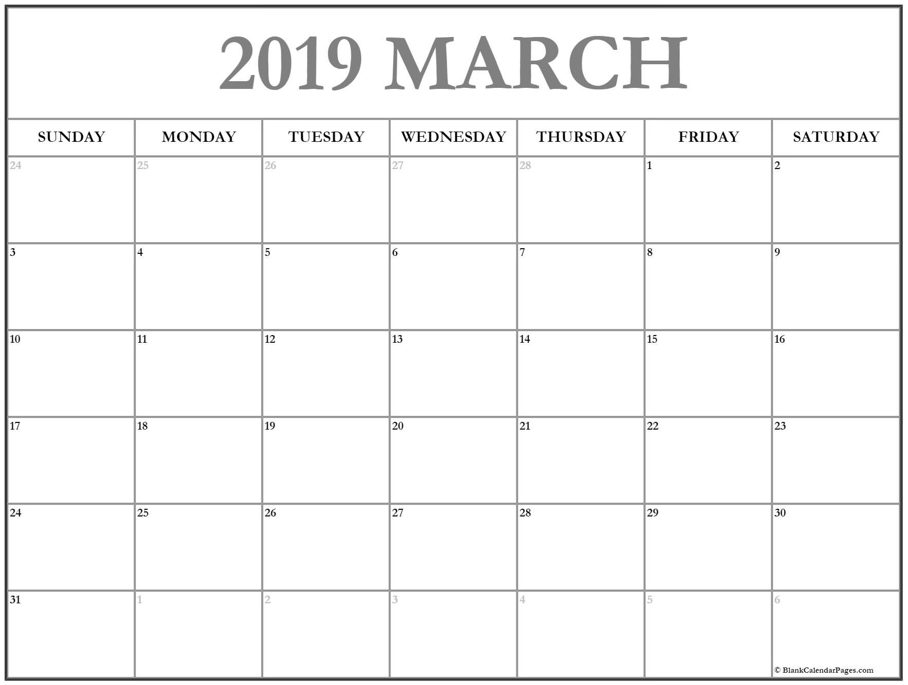 CAL=March 2019 calendar