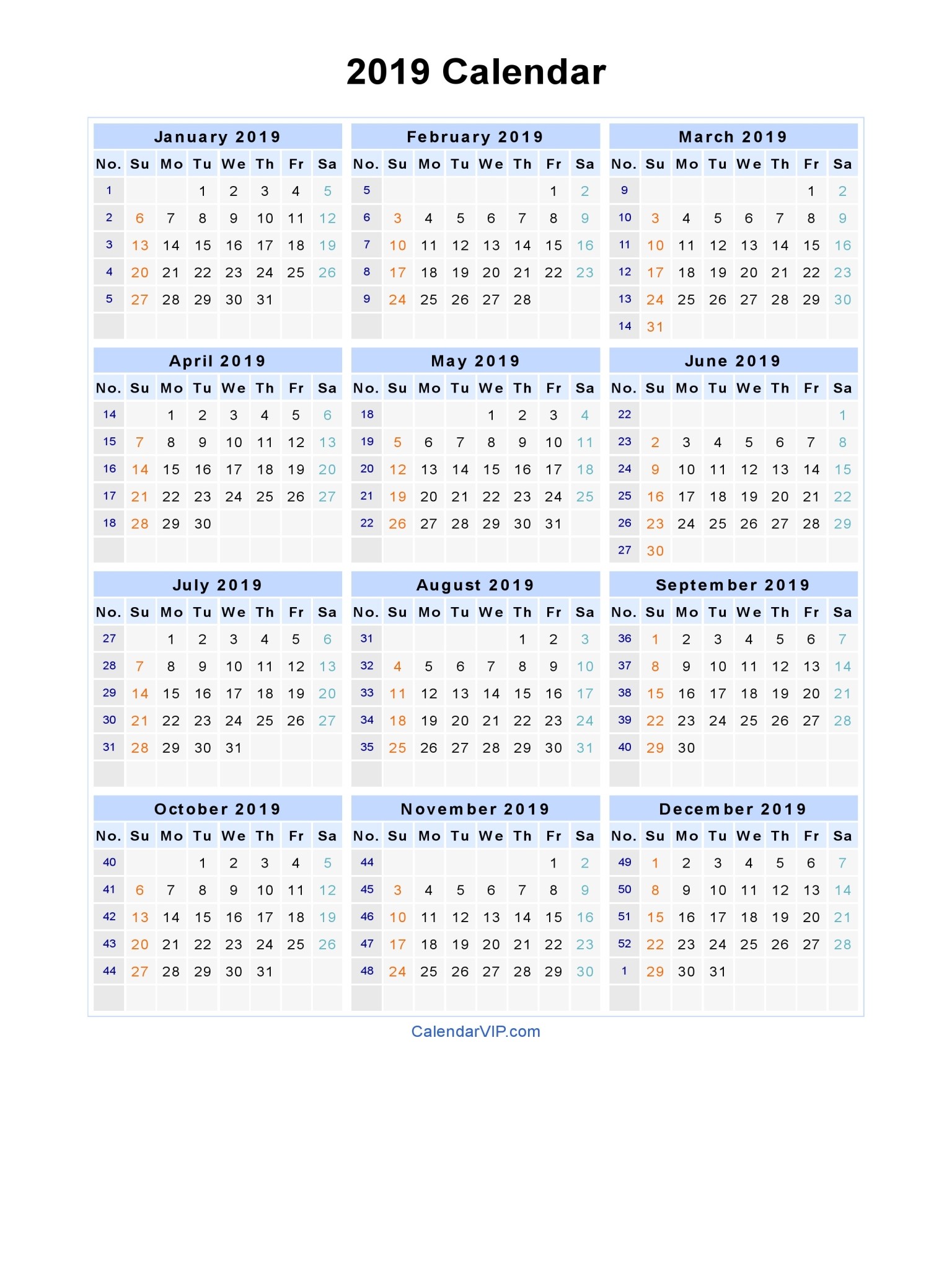 2019 calendar word 2 1483