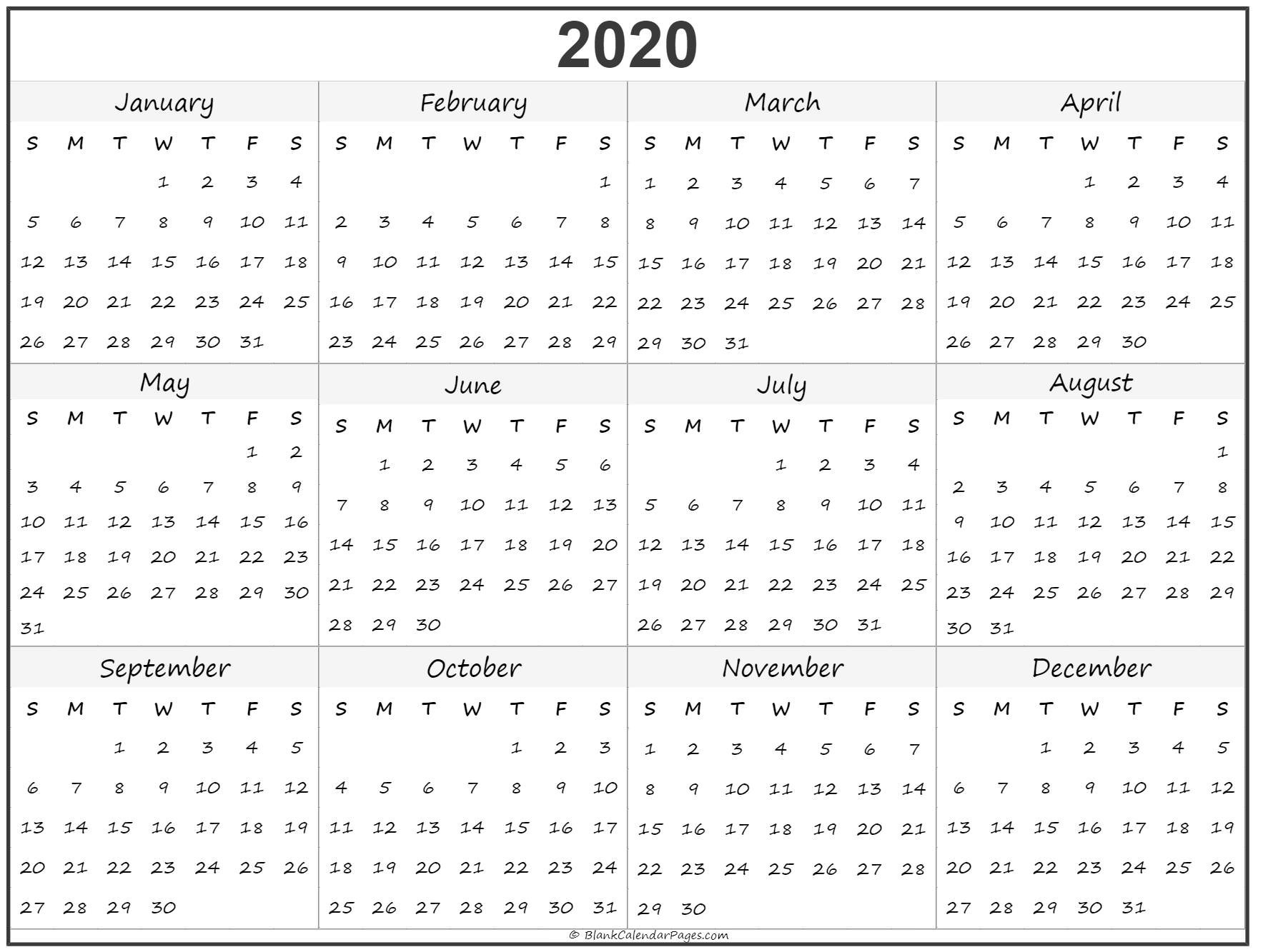 CAL=2020 year calendar