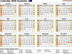 australia calendar 2020 excel templates