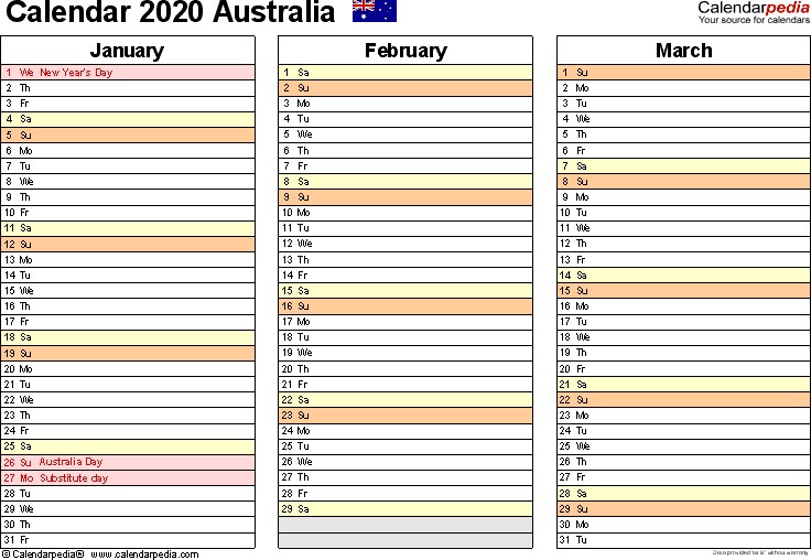 australia calendar 2020 pdf templates