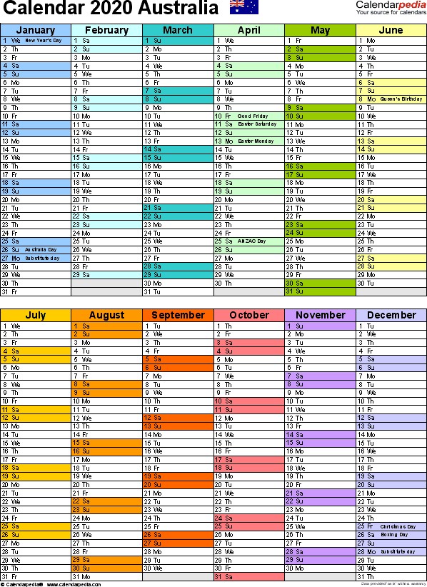 australia calendar 2020 pdf templates