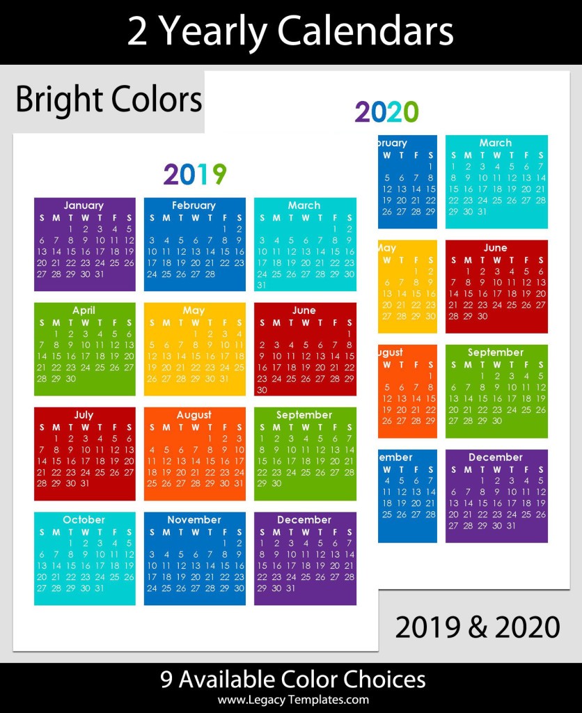 2019 2020 yearly calendar a5