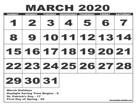 2020 free printable calendars