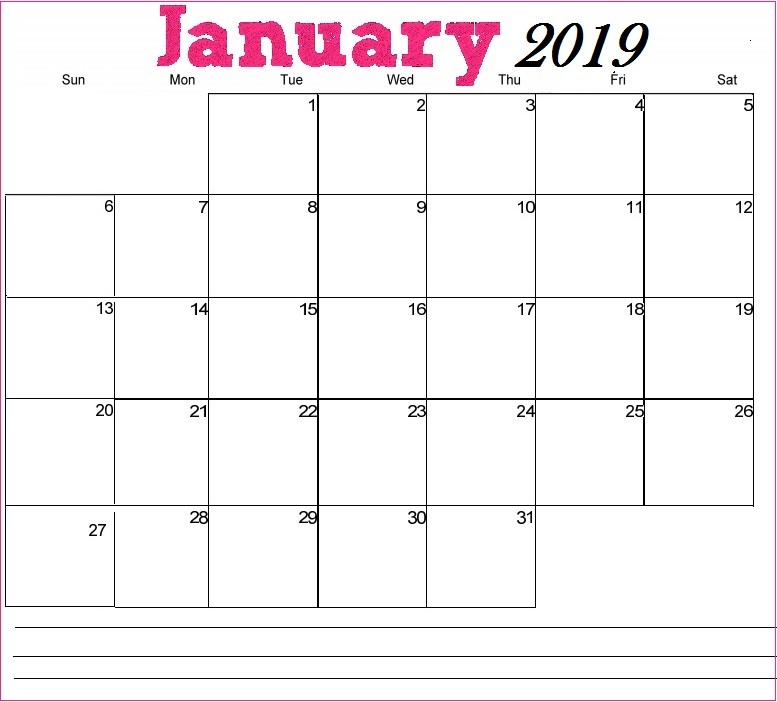 printable january 2019 calendar