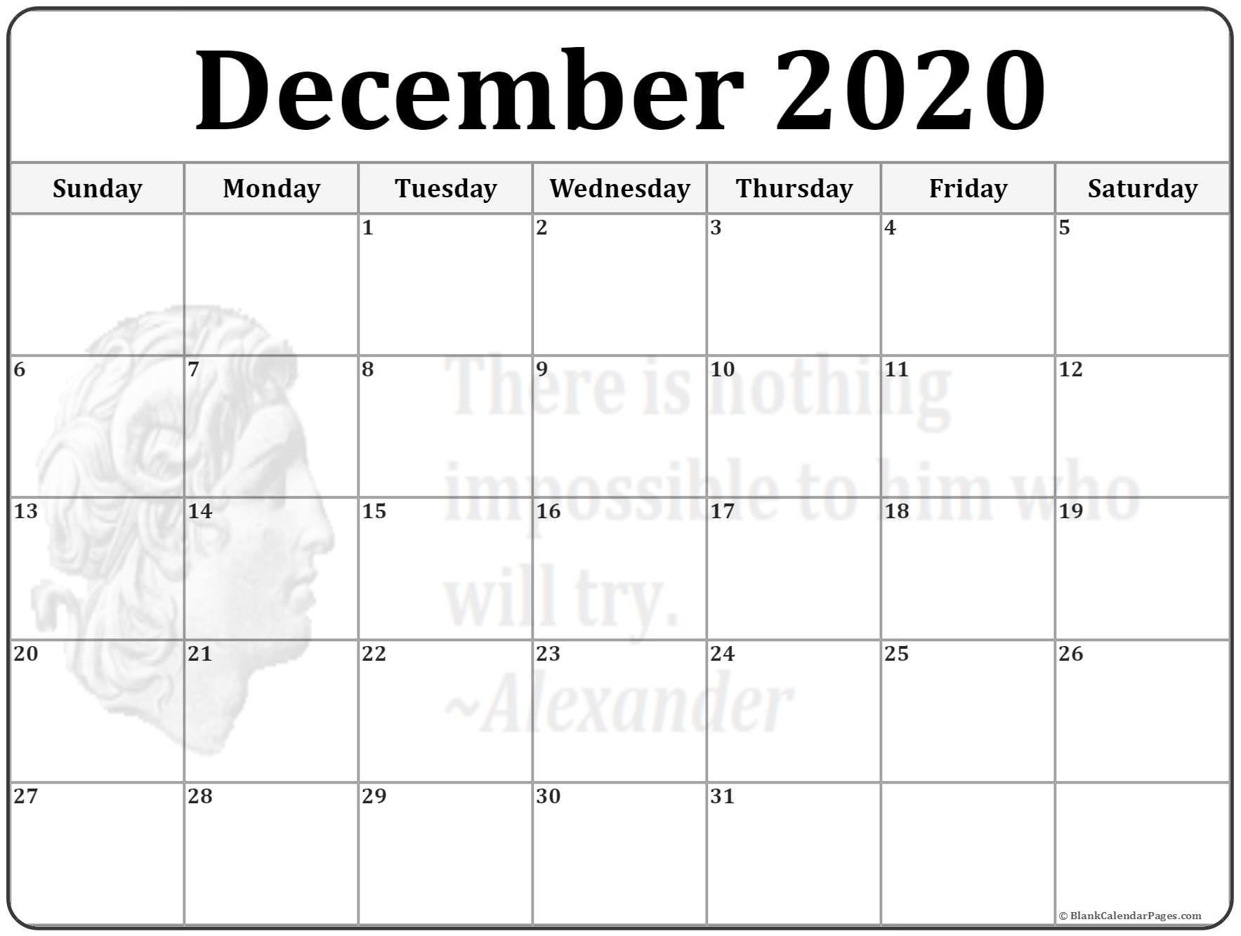 CAL=December 2020 calendar