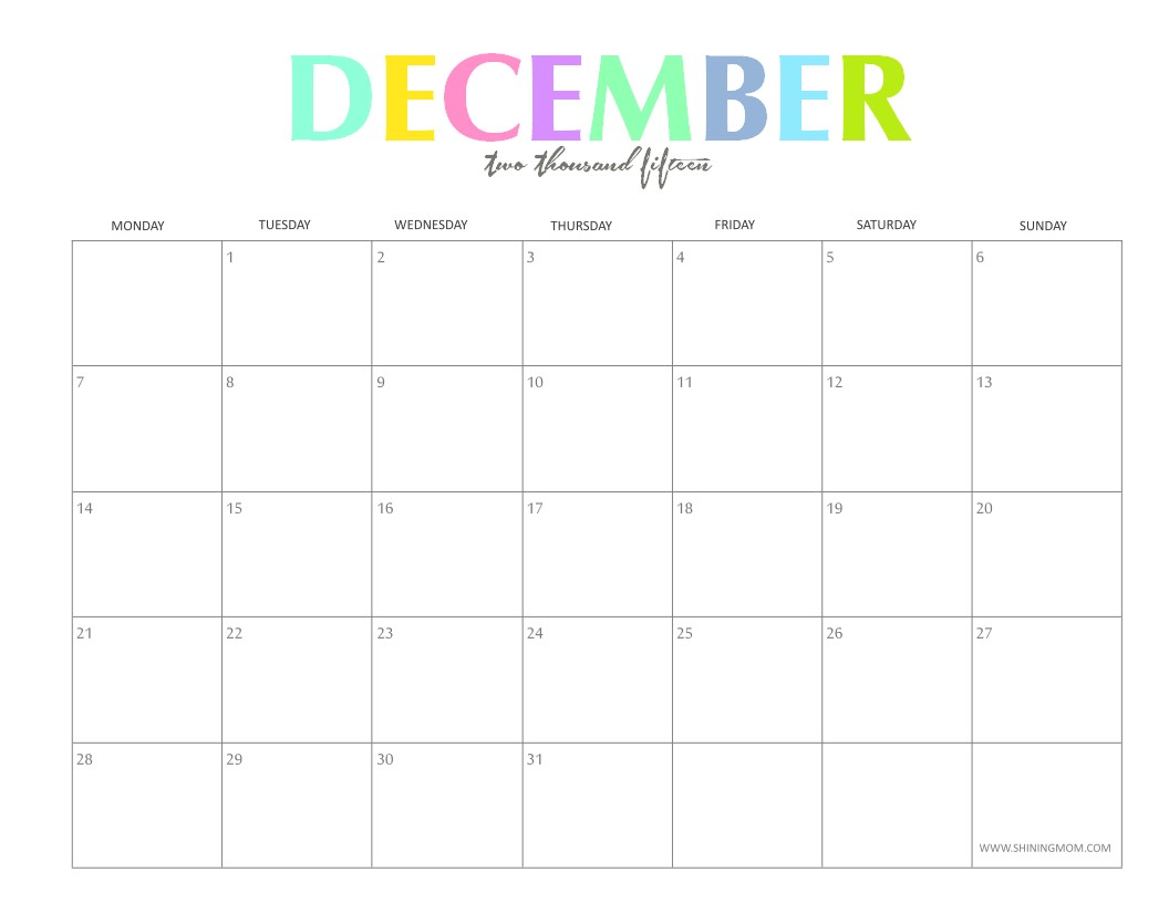 december 2016 calendar page