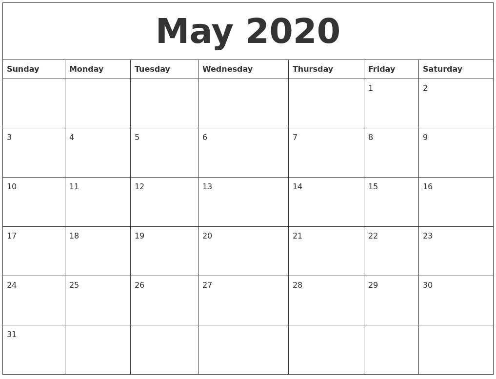 2020 calendar