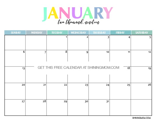 free printable 2019 calendar beautiful and colorful