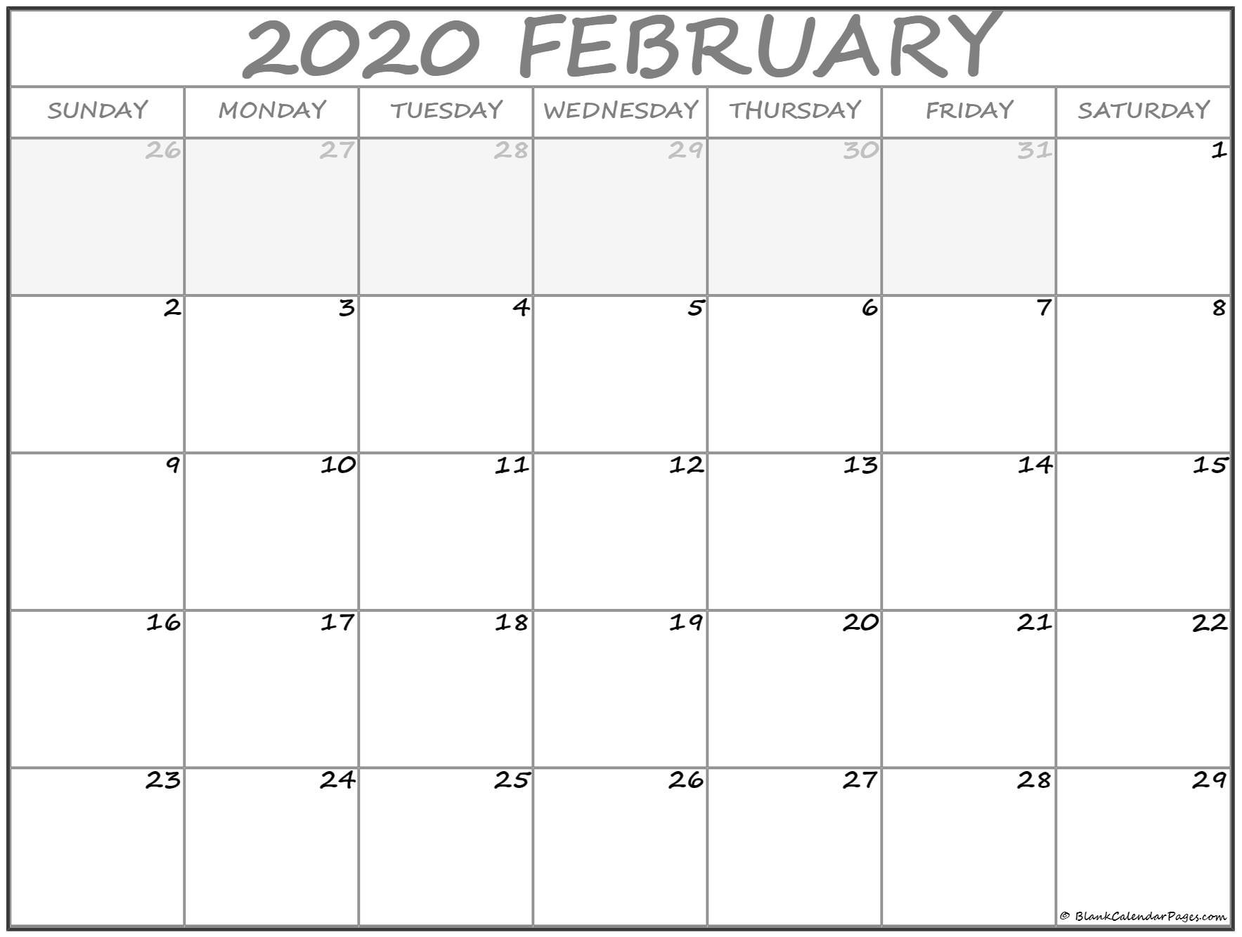 CAL=February 2020 calendar