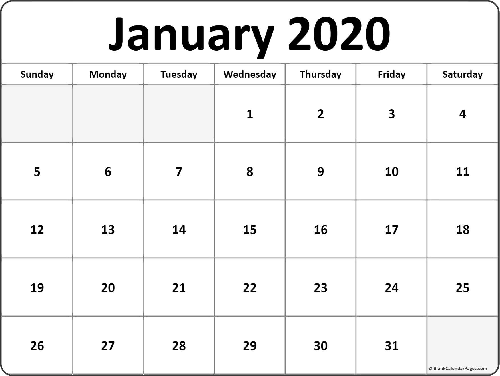 CAL=January 2020 calendar