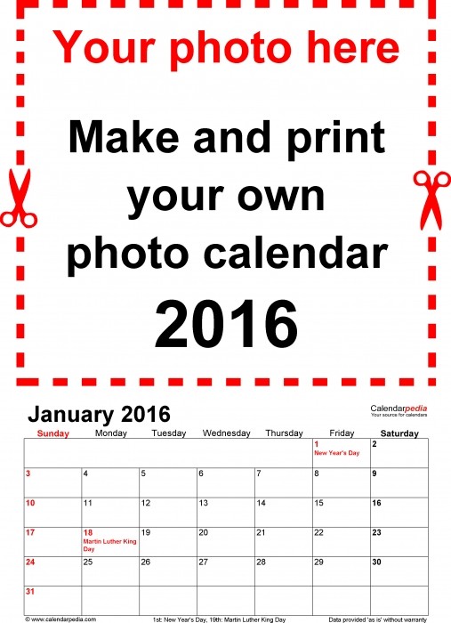 create your own printable calendar