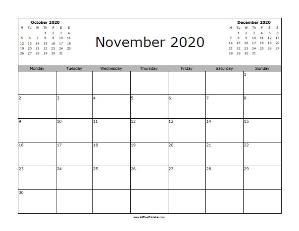 november 2020 calendar