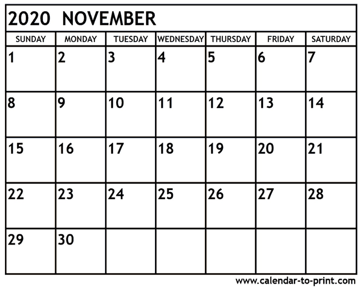 november 2020 calendar