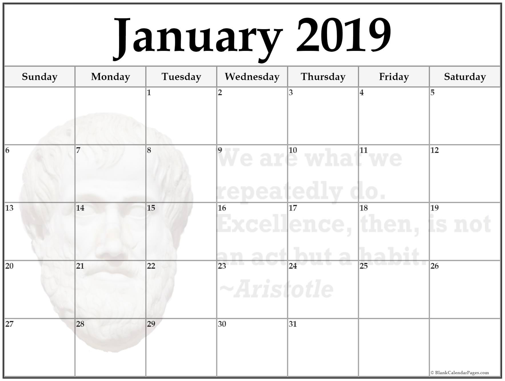 CAL=January 2019 calendar