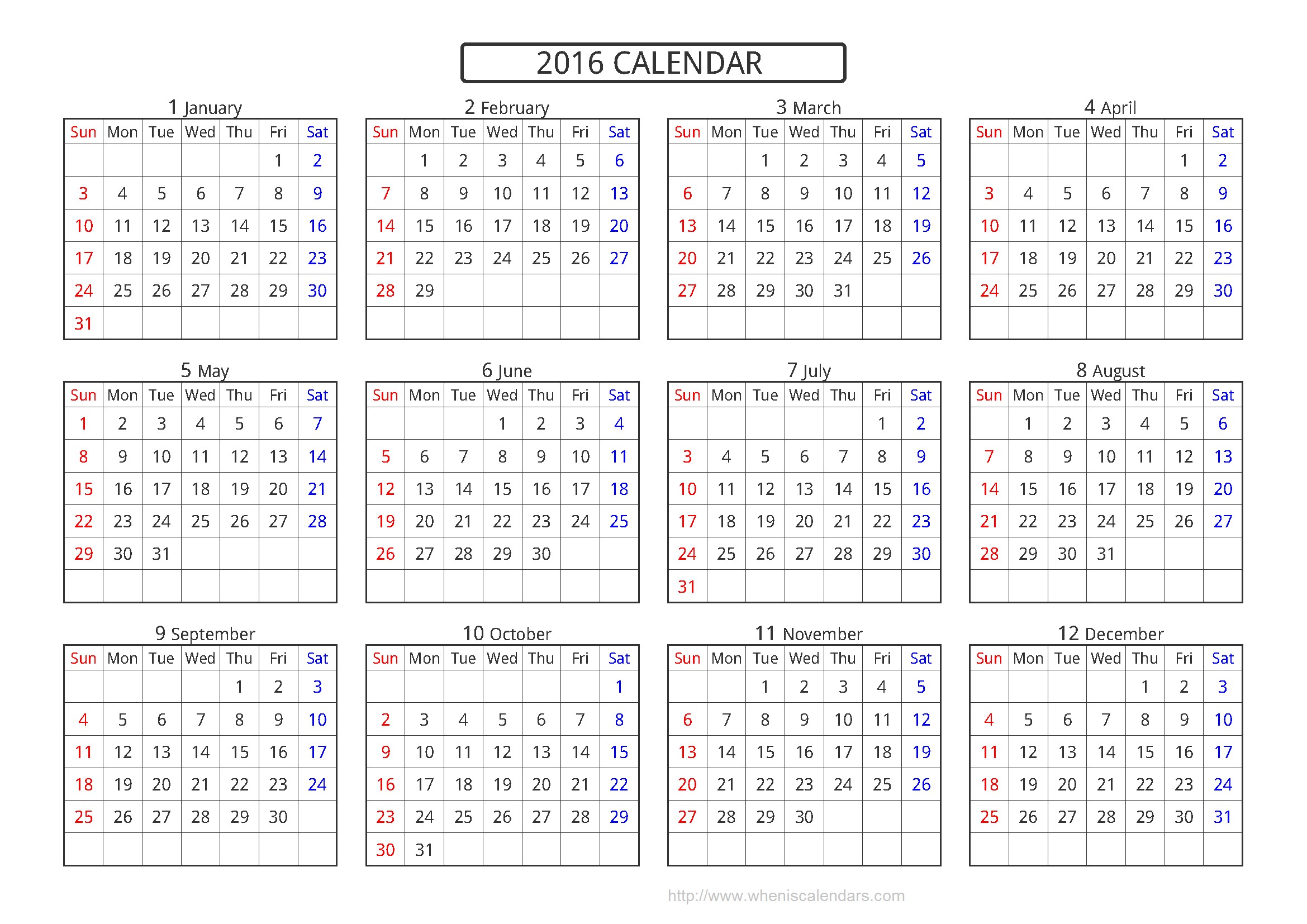 yearly calendar a4 1724