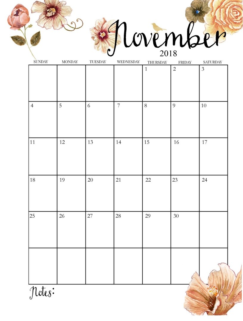 month to month printable calendar 2018