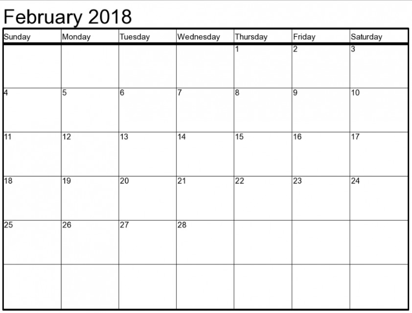 february 2018 calendar excel printable template