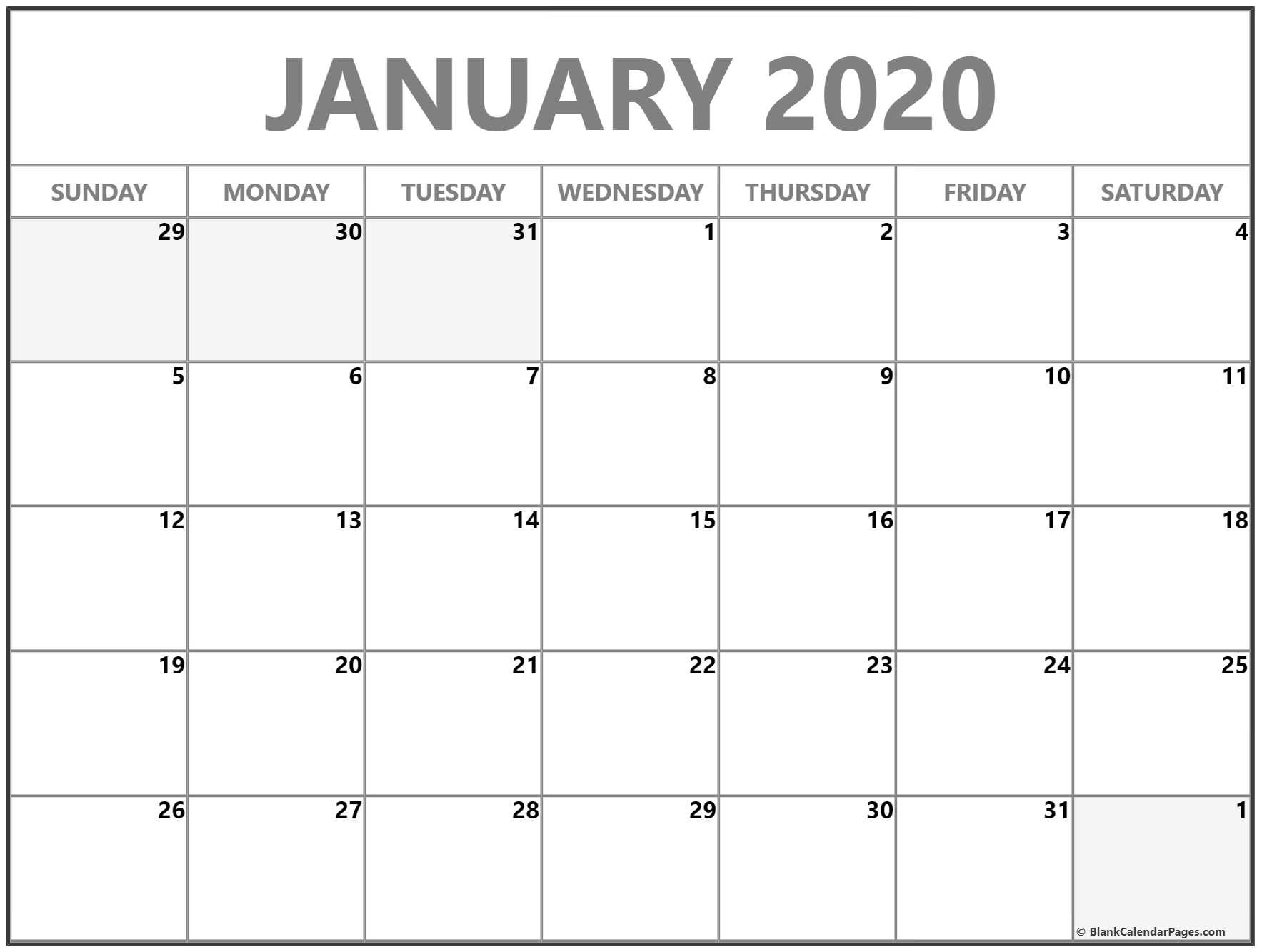 Lovely Printable Jan 2020 Calendar | Free Printable Calendar Monthly