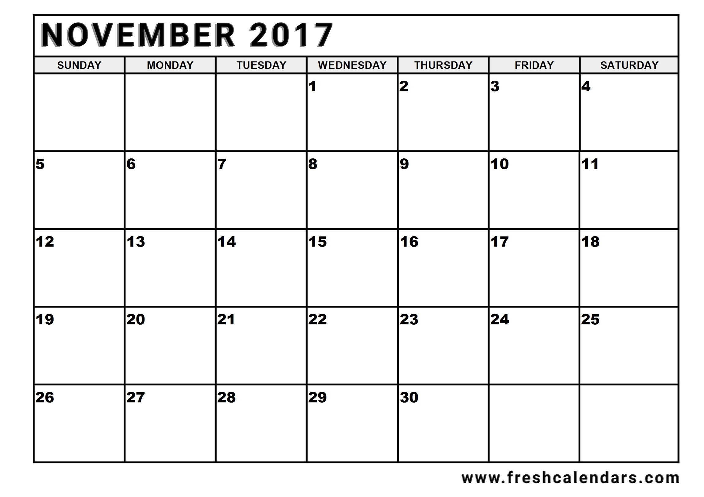 november 2017 calendar