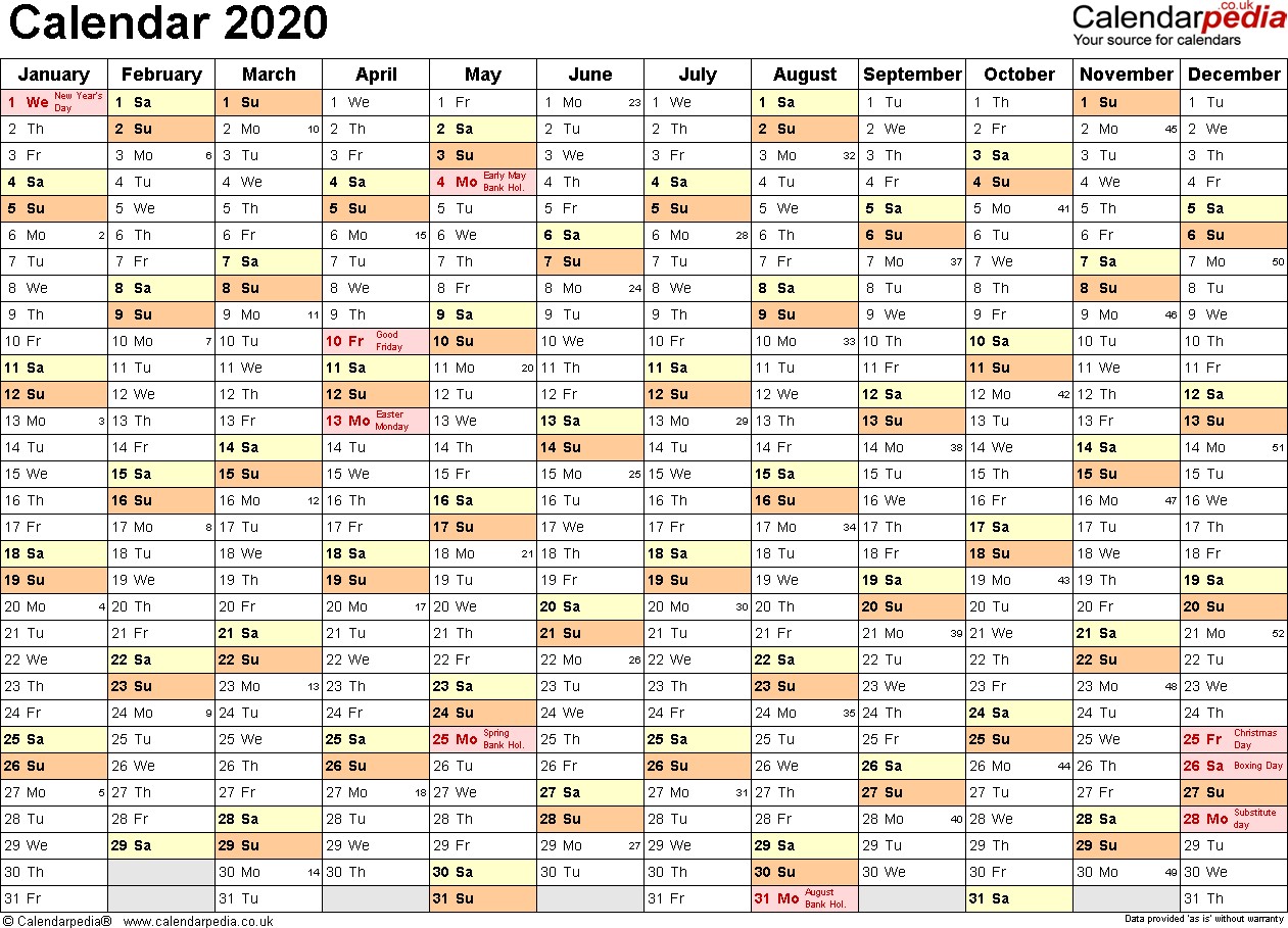 Printable Schedule Calendar 2020 Calendar 2020 Uk 16 Free Printable Word Templates