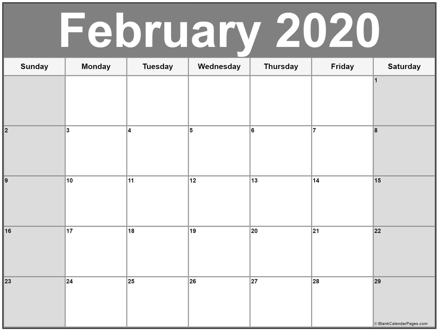 CAL=February 2020 calendar