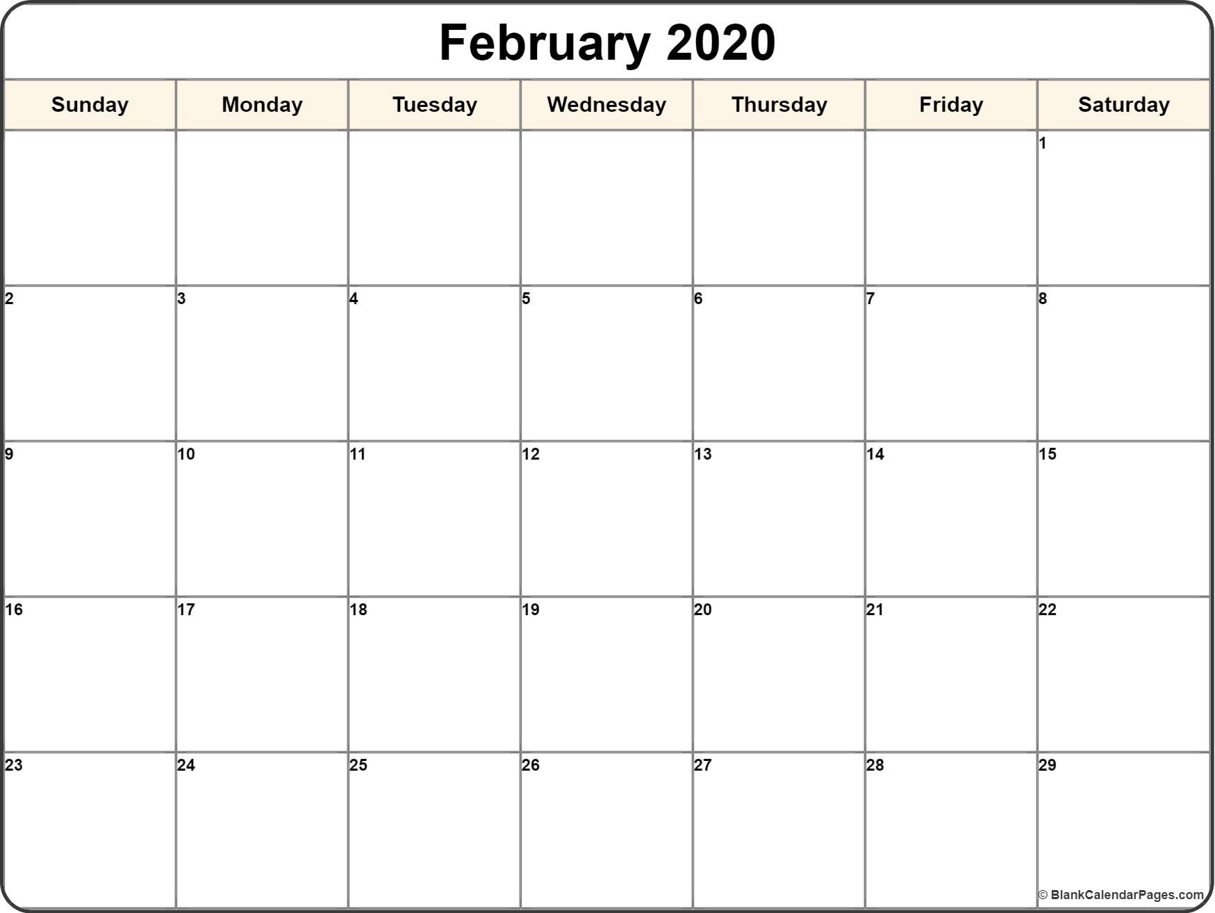 CAL=February 2020 calendar